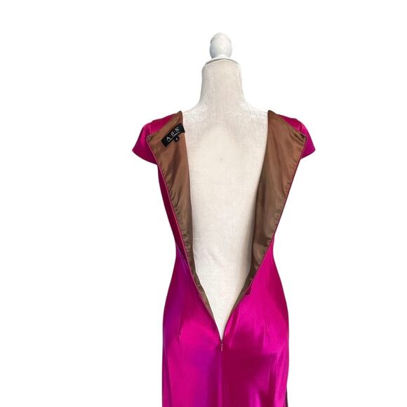 Vtg Y2K does 30s ABS Allen Schwartz Embroidered Beaded Angled Hem Dress Sz 8 - Picture 6 of 16